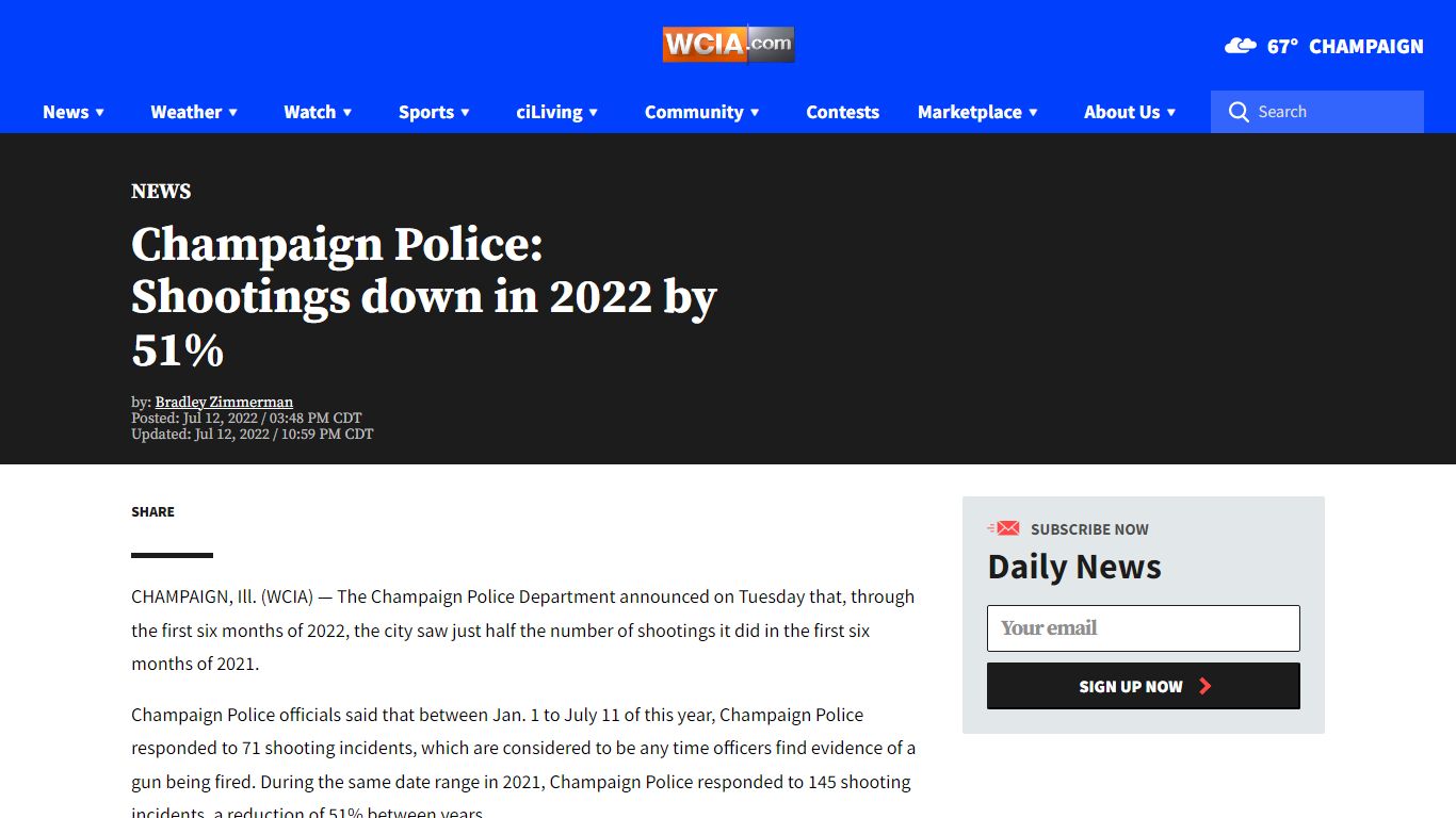 Champaign Police: Shootings down in 2022 by 51% | WCIA.com